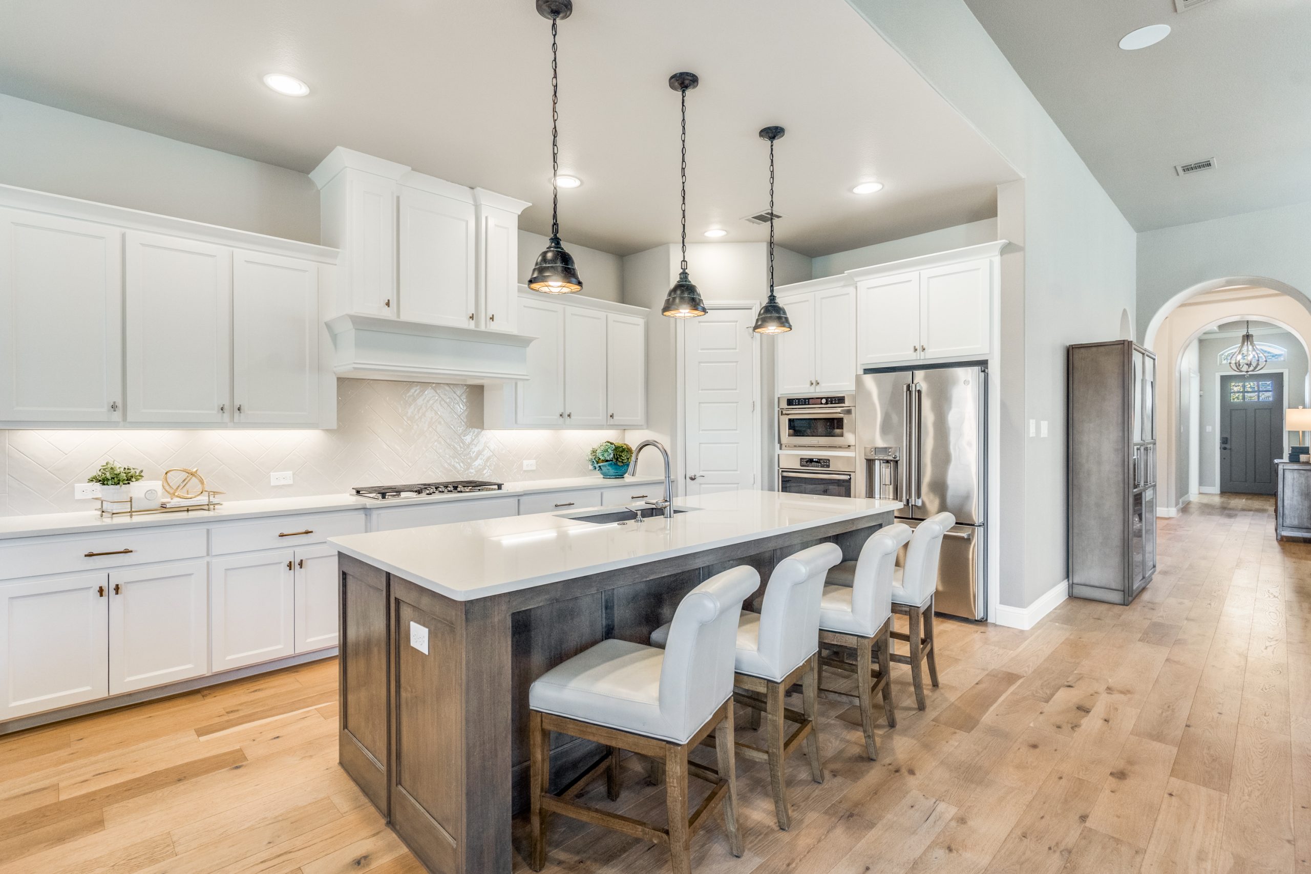 Updated luxury kitchen with upscale finishes in a North Texas home.