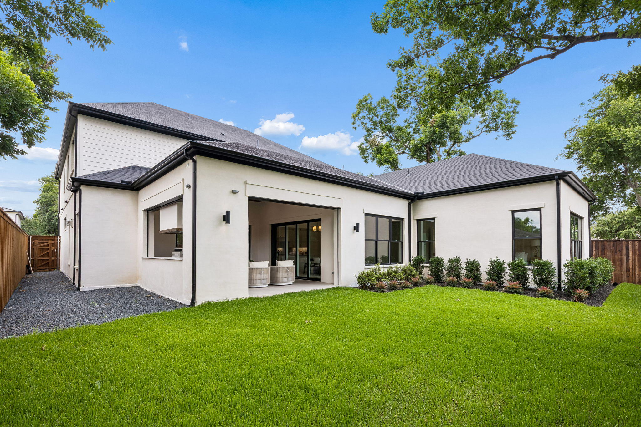 Backyard and patio at 9939 Ontario Lane Midway Hollow Dallas